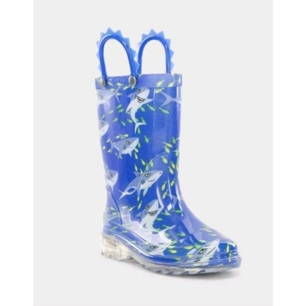 Western Chief Boys Sharks Swim Rain Boots Light up Waterproof Waterproof